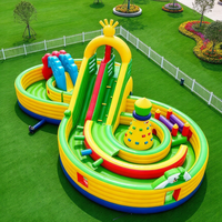 Parcours d'obstacles gonflable géant en PVC avec toboggan, château gonflable pour activités sportives, pour plusieurs joueurs, installation facile