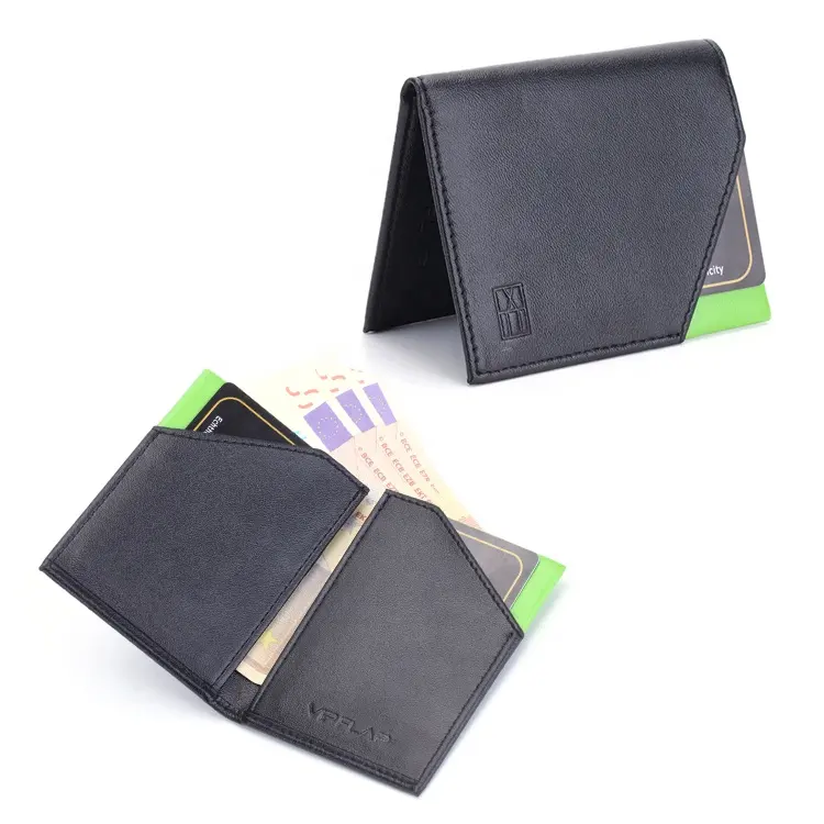 Рекламный высококачественный черный гладкий кожаный держатель для визитных карточек кошелек Rfid кожаный тонкий мужской держатель для карт кошелек