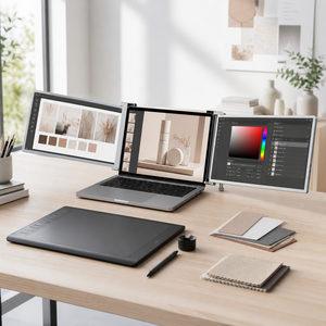 จอภาพพกพาขนาด 15.6 นิ้ว แบบคู่ FHD IPS ขยายหน้าจอได้สามจอ หมุนได้ 360 องศา เชื่อมต่อ USB-C แบบ Plug and Play สำหรับอุปกรณ์หลากหลายชนิด - Product Image 1
