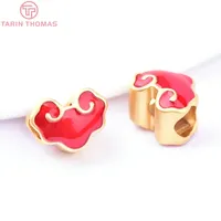 Manik-manik Lubang Besar Bentuk Hewan Warna Emas 18K Kualitas Tinggi Grosir, Bahan Kuningan, Model Tetesan Minyak, untuk Pembuatan Perhiasan DIY Gelang Kalung