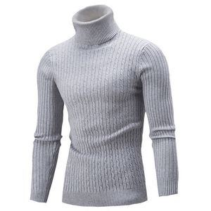 Maglione da uomo a collo alto in tinta unita Pullover invernale a collo alto in lana viscosa Anti-strizzacervelli plissettato in <span class=keywords><strong>maglia</strong></span> per l'autunno - Product Image 2