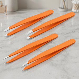 Juego de Pinzas para Cejas de Acero Inoxidable Color Naranja, Punta Puntiaguda, Duraderas, Estilo Moderno - Product Image 2