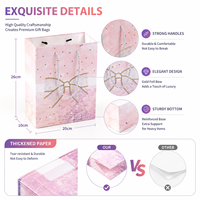 Sac cadeau en papier épais avec nœud doré dégradé, sac de shopping avec poignée en corde, élégant pour mariage, anniversaire, rangement