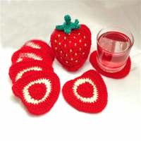 Dessous de verre colorés en laine crochetés à la main et sac de rangement pour melon d'eau pour décoration de restaurant