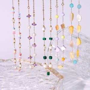 Moda de lujo INS 14K oro Acero inoxidable hecho a mano Natural <span class=keywords><strong>chip</strong></span> perla cuarzo cadena con cuentas collar en capas para mujer joyería - Product Image 1