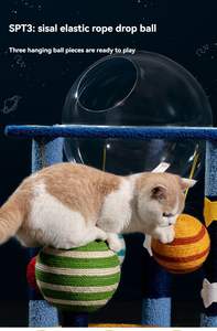 Árbol para Gatos Moderno con Diseño de Galaxia Estrellada, con Rascadores de Sisal Reforzados, Estructura de Escalada Escalonada, Perchas de Felpa y Juguetes - Product Image 4