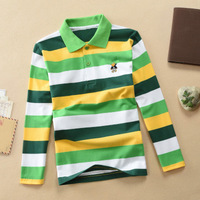Vêtements pour enfants à manches longues en gros, de 2 à 15 ans, coton en stock, t-shirt rayé tendance, polos pour enfants, polos pour garçons