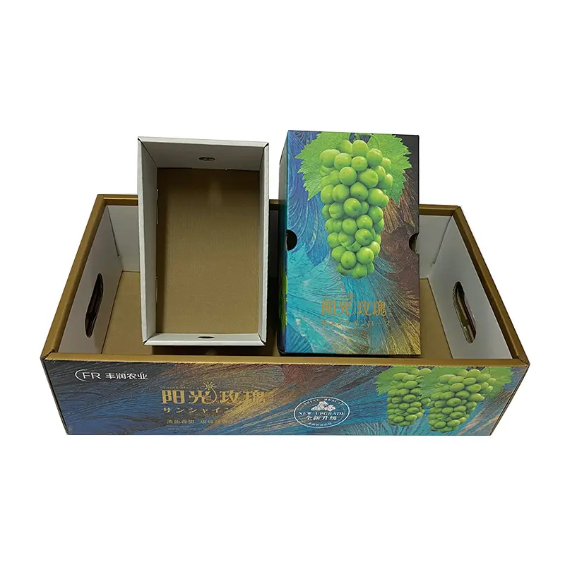 The fruit gift box contains 3 small inner boxes which can be customized for hand-held corrugated boxes