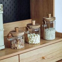 Pot en verre borosilicate hermétique avec couvercle en bois d'acacia naturel et cuillère, capacité 500-800 ml, pour le stockage du café, du sel et des épices