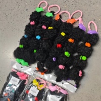 2 extensions de cheveux synthétiques noires pour enfants, tressées en chignon bouclé, avec accessoires floraux mignons, postiches tressées en queue de cheval
