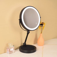 Nouveau miroir de maquillage pliable avec cadre métallique, éclairage LED double face, bande lumineuse intelligente, interrupteur tactile, grossissement 5X-10X