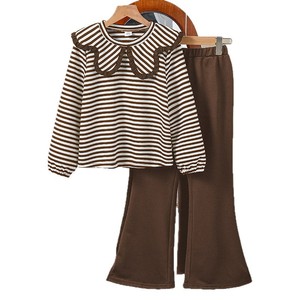 Ensemble de vêtements pour filles de 8 à <span class=keywords><strong>12</strong></span> <span class=keywords><strong>ans</strong></span>, printemps 2026, vêtements de boutique pour enfants, <span class=keywords><strong>sweat</strong></span>-shirt à manches longues rayé, pantalon évasé, mode coréenne pour enfants - Product Image 5
