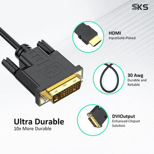 สายเคเบิลอะแดปเตอร์ <span class=keywords><strong>DVI</strong></span> ชุบทอง 1.8 ม. สำหรับจอภาพ คอมพิวเตอร์ HDTV โฮมเธียเตอร์ - ปลอกหุ้ม PVC 4K 60Hz 1080P ป้องกันสัญญาณรบกวนแบบผสม - Product Image 4