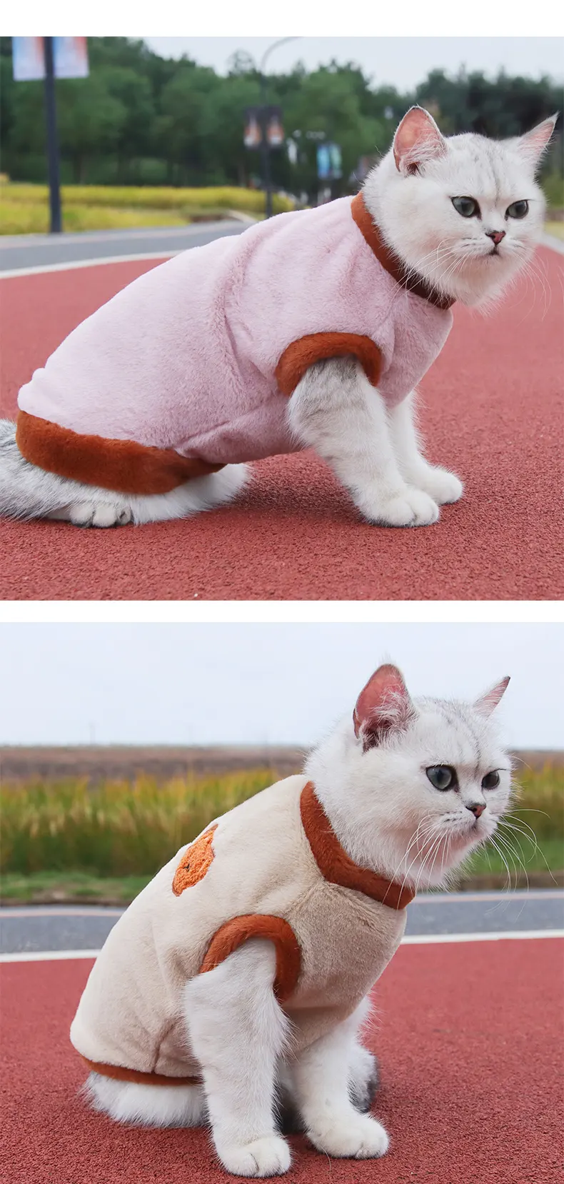 Design personalizzato gilet 100% cotone caldo gilet per 4 stagioni vestiti per animali domestici giacca per gatti con peli di coniglio artificiali vestiti per gatti