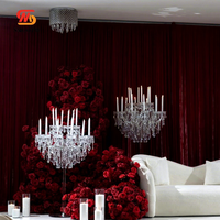 Candélabre de luxe SMS à 18 bras en cristal transparent, centre de table de mariage, prismes suspendus, porte-bougie pour décoration d'événements et de fêtes
