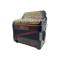 SEASOUND Accordéon professionnel 34 boutons 12 basses 5 registres JB3412D OEM Corps en bois flammé Grille noire Boutons dorés