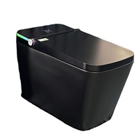 Toilette intelligente de luxe à haute fonctionnalité, sol noir, glaçage carré, toilette intelligente automatique avec buse UV, commande vocale