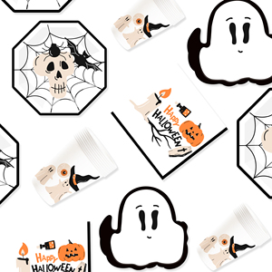 DAMAI Happy Halloween Paper Plates Set Halloween Theme Party Decorations Paper Plates Cups Napkins for Kids Halloween Party - Product Image 2