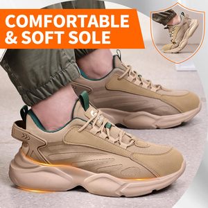 À la mode Volant Tricoté Léger Respirant À Lacets Confortable Norme Européenne En Acier Orteil En Caoutchouc En Plastique Chaussures De Sécurité - Product Image 4