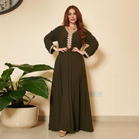 Marque privée Mode musulmane du Moyen-Orient Kaftan avec dentelle Robe Femme Abaya Robe musulmane