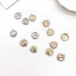 Colgante de letras del alfabeto Zhenlu Jewelry, 26 letras, circonita redonda, collar de cobre, dije para mujer, componentes para hacer joyería DIY - Product Image 4