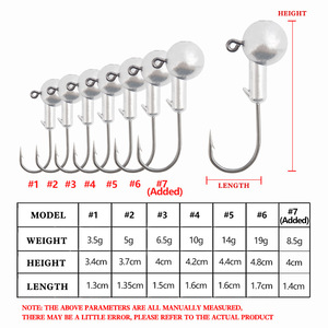 Anzuelo de pesca con cabeza de jig XY-513 de 3.5g a 19g, señuelo para lubina, anzuelo súper fuerte para cebo blando, para pesca con señuelos. - Product Image 1