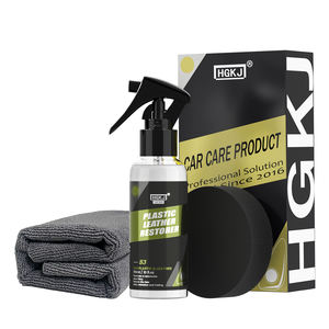 कार प्लास्टिक चमड़े के पुनर्स्थापक के साथ कार प्लास्टिक चमड़े के पुनर्स्थापक स्प्रे कोटिंग एजेंट को काले अधिक चमक कार सफाई किट पर वापस - Product Image 1