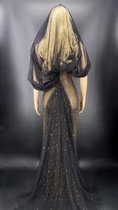 <span class=keywords><strong>Robe</strong></span> longue plissée noire élégante à une épaule <span class=keywords><strong>pour</strong></span> femme, idéale <span class=keywords><strong>pour</strong></span> les cérémonies <span class=keywords><strong>de</strong></span> mariage - Product Image 4