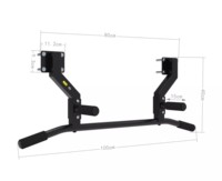 Barra de dominadas y flexiones TRYALL, resistente, negra, de acero, para montar en la pared, para uso en gimnasios domésticos y culturismo.