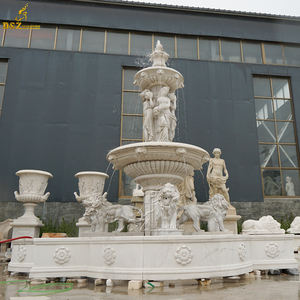 Fontaine cascade tête de <span class=keywords><strong>lion</strong></span> en marbre blanc naturel pour la décoration de jardin - Product Image 1