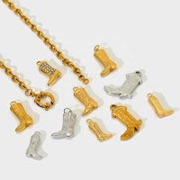 2025 Vintage bricolage argent Zircon chaussures pendentif en acier inoxydable or Cowboy bottes pendentif pour femmes bijoux cadeau