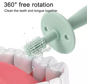 Cepillo de dientes de silicona con logotipo personalizado, <span class=keywords><strong>limpiador</strong></span> oral de 360 grados, para entrenamiento de bebé, aprendizaje - Product Image 2