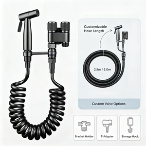 Kit de pulvérisation pour bidet Shattaf finition noir canon de fusil, avec valve à noyau en laiton pour un débit d'eau stable, article sanitaire très vendu pour le marché indien - Product Image 2