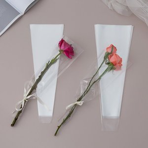 Paquete de <span class=keywords><strong>50</strong></span> Bolsas Transparentes de OPP en Forma de Trapezoide para Empaque de Flores, Envoltorio Impermeable para Tallos Individuales o Múltiples - Product Image 1