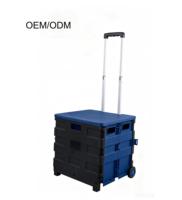 Carrito de Compras Plegable de Plástico Personalizable al por Mayor, con Ruedas de 35 kg, Capacidad de 45 L, Color Azul, para Supermercado