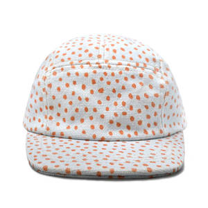 Casquette d'été unisexe pour enfants, protection UV, 5 panneaux, sergé, imprimé à pois vintage, visière plate, 100% coton, respirante et ajustable - Product Image 4