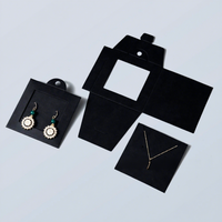 Boîtes cadeaux carrées noires de qualité supérieure prêtes à l'emploi avec fenêtre, pour colliers, avec carte de présentation suspendue, sans fermeture, origine CN, pour bijoux