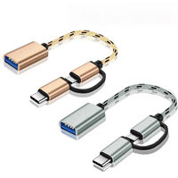 Cable adaptador USB3.0 trenzado de nailon Cable Micro USB OTG tipo C para teléfono móvil Samsung LG U Flash