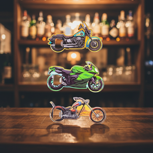 ชุดที่เปิดขวดโลหะรูปรถมอเตอร์ไซค์ สไตล์วินเทจและสปอร์ต ของที่ระลึกสำหรับการเดินทางและของตกแต่งบาร์ - Product Image 2