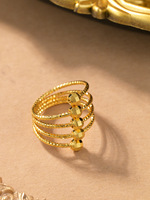 Bague ajustable tendance multi-perles, motif ciel étoilé et forme géométrique, en cuivre plaqué or, bijou pour fiançailles et soirées