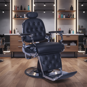 Chaise de Barbier Professionnelle Hydraulique Robuste avec Base Noire pour Salon de Coiffure - Offre Spéciale - Product Image 1