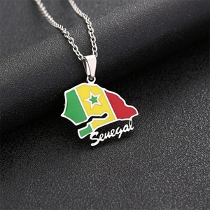 Hot Sale Senegal Map <b>Necklace</b> <b>Men</b> Women Customized African Country Map <b>Necklace</b> Enamel Stainless Steel Pendant <b>Necklace</b> - Product Image 2