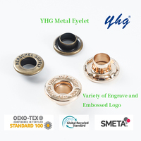 Boutons à œillets plats en laiton plaqué de haute qualité YHG, logo personnalisé, alliage de zinc sans nickel, pour manteaux, sacs, accessoires vestimentaires