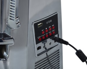 Mini Reproductor de Música con Radio FM, USB/SD/BT/AUX IN/LINE OUT, Altavoces de 2+2W, Control <span class=keywords><strong>Remoto</strong></span>, Color Plateado Metálico - Product Image 6