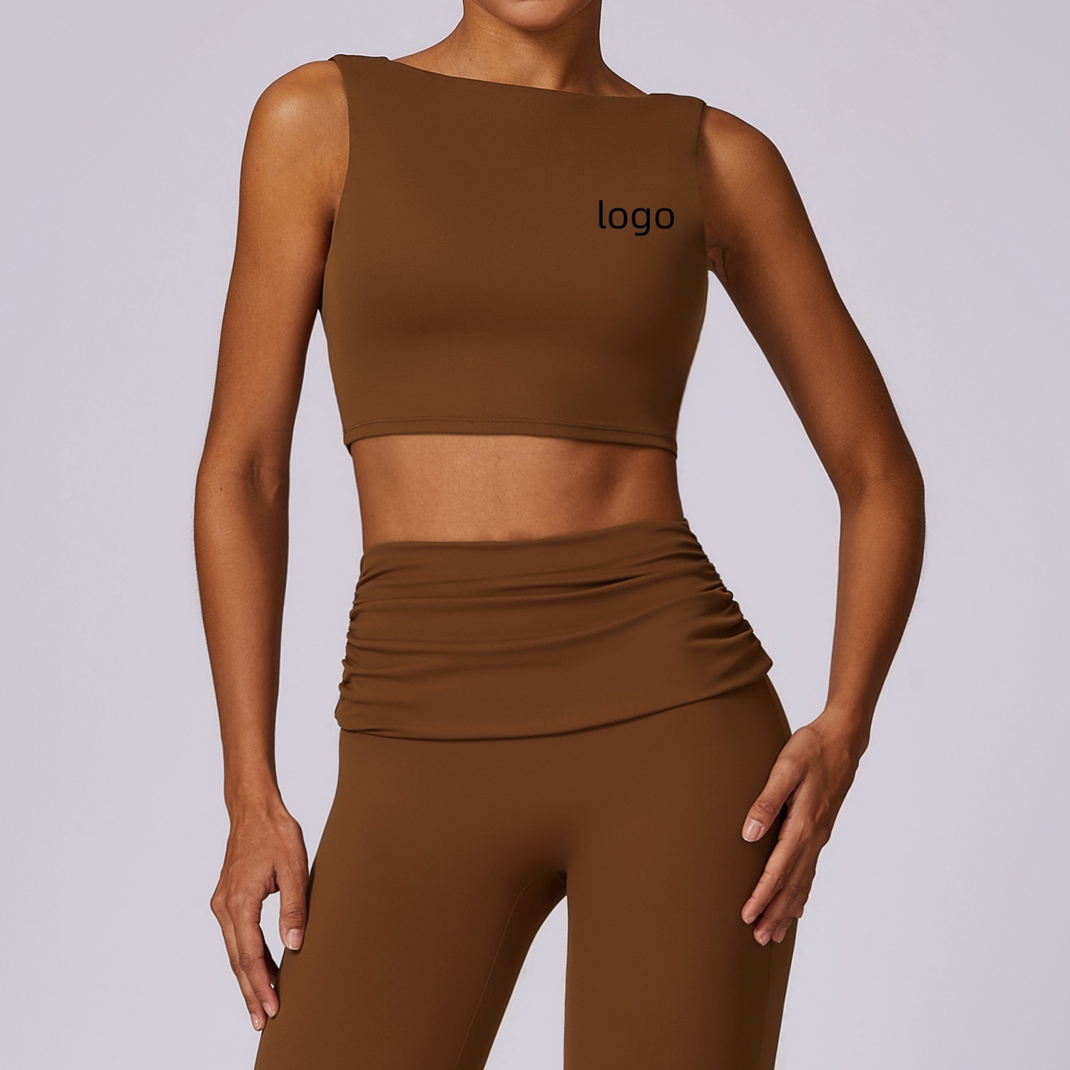 4 Way Stretch Breathable Boat Neck Workout Tank Top Cropped Yoga Top for Hot Yoga Running Training