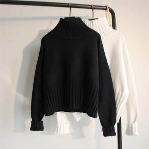 Maglione a Collo Alto Autunno Inverno 2021 per <span class=keywords><strong>Donna</strong></span>, Alta Qualità, Taglia Unica, Maglioni Lavorati a Maglia, Morbido Maglione Bianco - Product Image 2