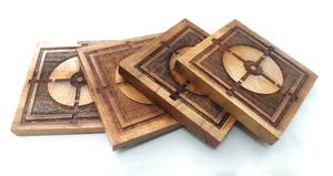 Meilleures ventes de sous-verres et de dessous-de-gobelets en bois de manguier et en écorce vintage écologiques, ensemble de 4 pièces, 10x10 cm, en provenance d'Inde, QHC - Product Image 6