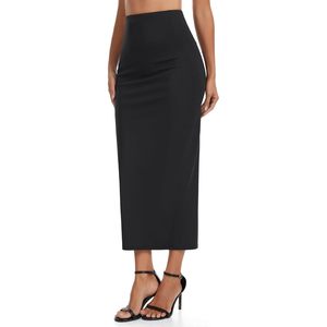 Jupe crayon taille haute pour femme FOXA avec fente arrière, jupe longue moulante extensible pour le travail et les occasions professionnelles - Product Image 3