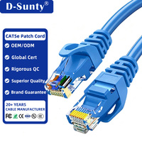 Kabel Patch Ethernet D-Sunty Cat5e Biru, Kabel Jaringan 8-Konduktor Tembaga Padat, Konektor RJ45, Kabel LAN Bersertifikasi RoHS, PVC PE