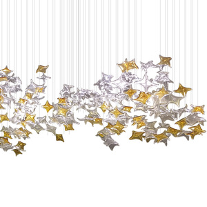 Lustre suspendu bleu sur mesure de luxe, grand modèle, pour plafonds hauts, éclairage personnalisé, chandeliers en verre pour hôtels et centres commerciaux - Product Image 6